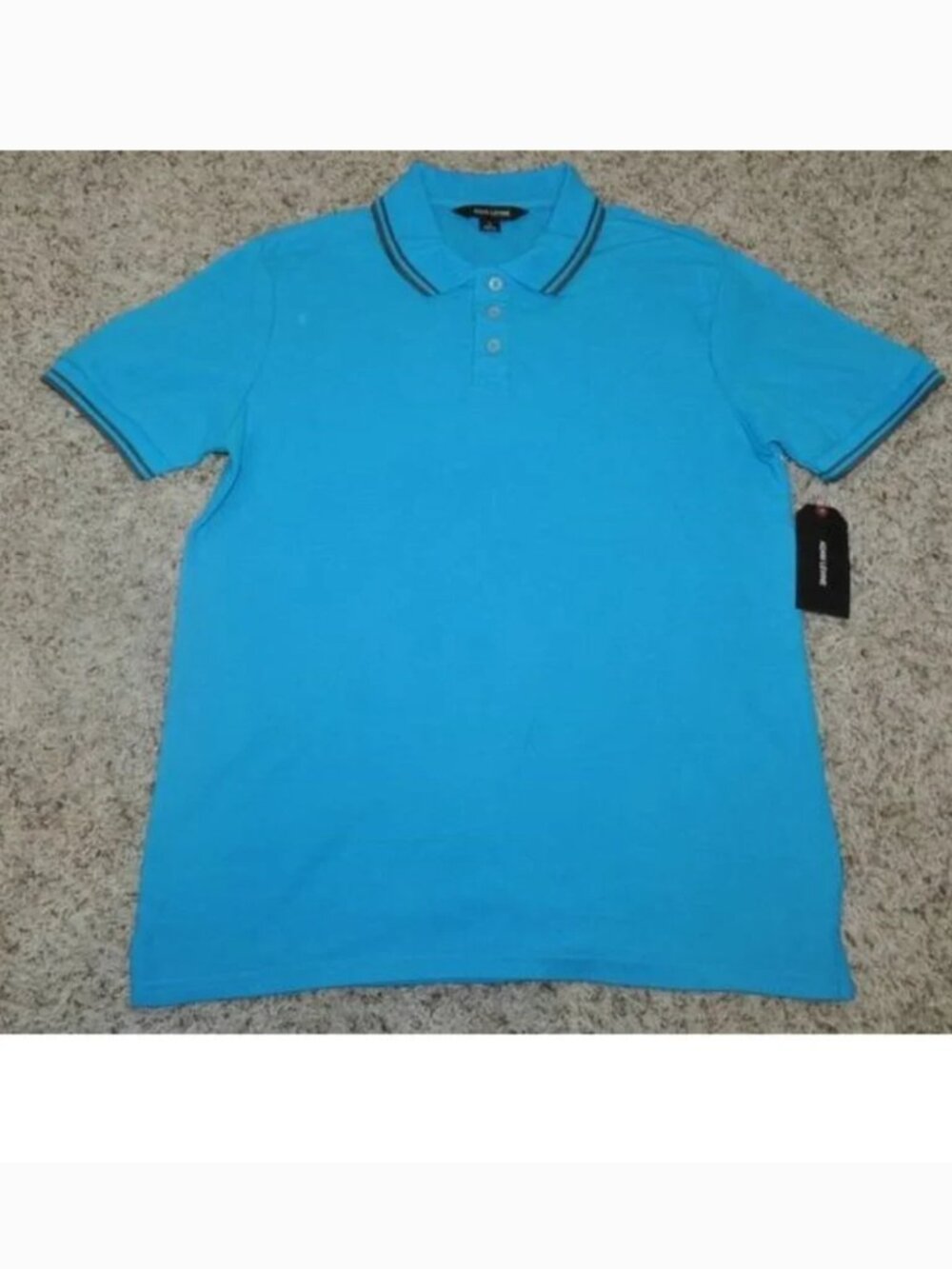 Adam Levine Polo Shirt Mens M Blue Tipped Pique Short Sleeve Collared Knit